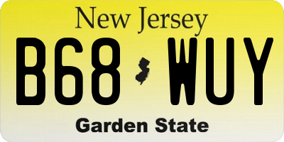 NJ license plate B68WUY