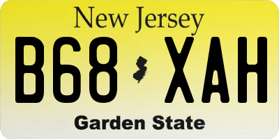 NJ license plate B68XAH