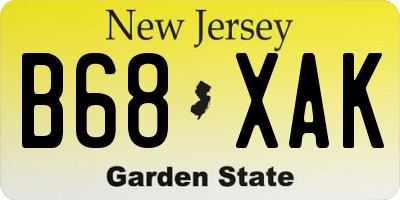 NJ license plate B68XAK