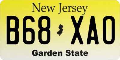 NJ license plate B68XAO