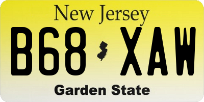 NJ license plate B68XAW
