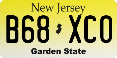 NJ license plate B68XCO