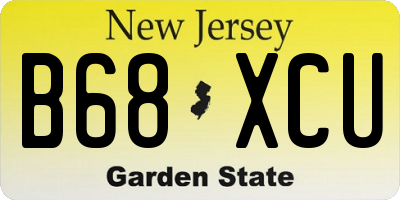 NJ license plate B68XCU