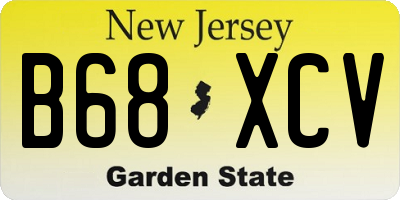 NJ license plate B68XCV