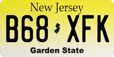 NJ license plate B68XFK
