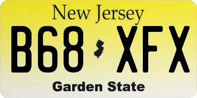 NJ license plate B68XFX