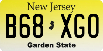 NJ license plate B68XGO
