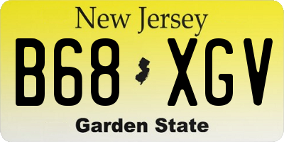 NJ license plate B68XGV