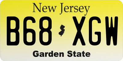 NJ license plate B68XGW
