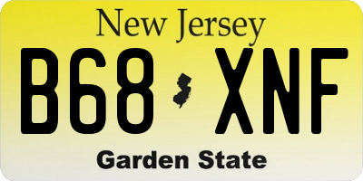 NJ license plate B68XNF