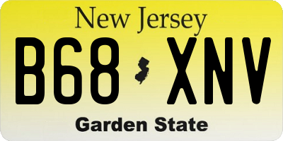 NJ license plate B68XNV