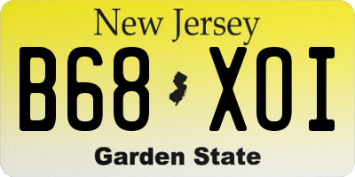 NJ license plate B68XOI