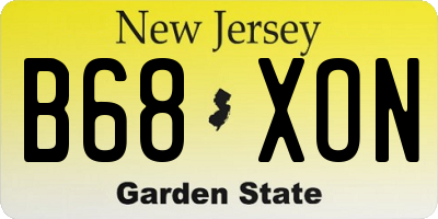 NJ license plate B68XON