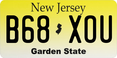 NJ license plate B68XOU