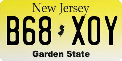 NJ license plate B68XOY