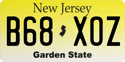 NJ license plate B68XOZ