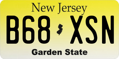 NJ license plate B68XSN