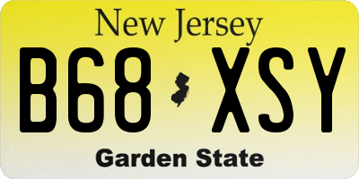 NJ license plate B68XSY
