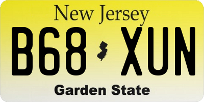 NJ license plate B68XUN