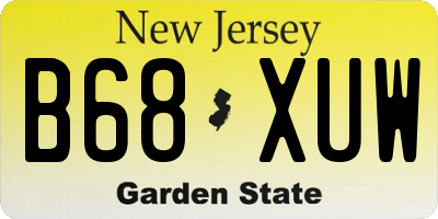 NJ license plate B68XUW
