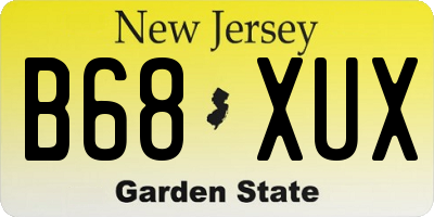 NJ license plate B68XUX