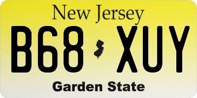 NJ license plate B68XUY