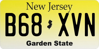 NJ license plate B68XVN