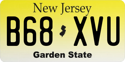 NJ license plate B68XVU