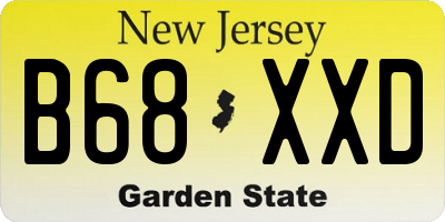 NJ license plate B68XXD