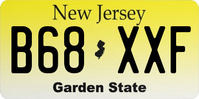 NJ license plate B68XXF