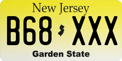 NJ license plate B68XXX