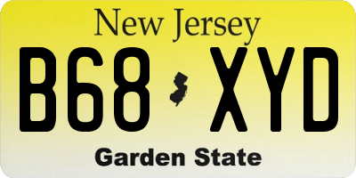 NJ license plate B68XYD