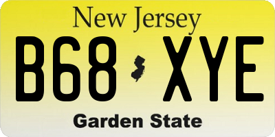 NJ license plate B68XYE