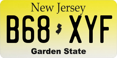 NJ license plate B68XYF