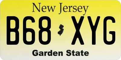 NJ license plate B68XYG