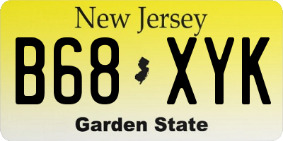 NJ license plate B68XYK