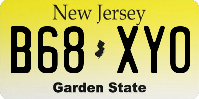 NJ license plate B68XYO