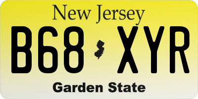 NJ license plate B68XYR