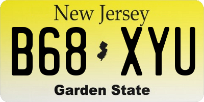 NJ license plate B68XYU