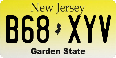 NJ license plate B68XYV