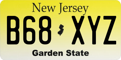 NJ license plate B68XYZ