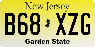NJ license plate B68XZG