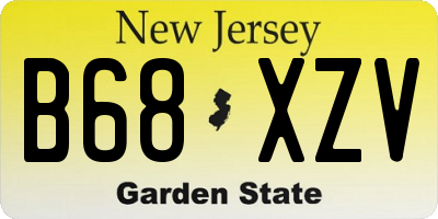 NJ license plate B68XZV