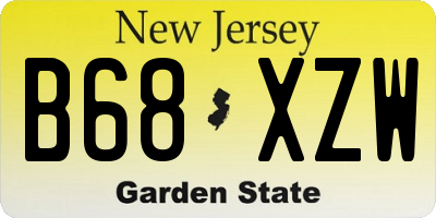 NJ license plate B68XZW