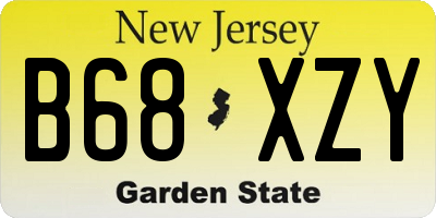 NJ license plate B68XZY