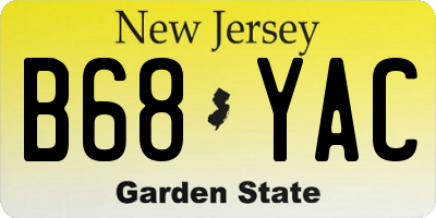 NJ license plate B68YAC