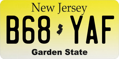 NJ license plate B68YAF