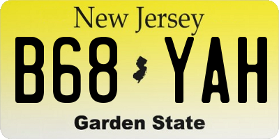 NJ license plate B68YAH