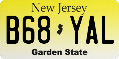 NJ license plate B68YAL