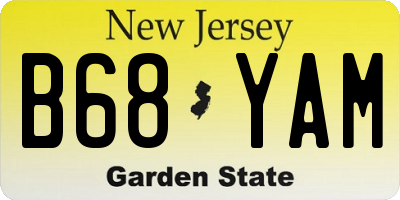 NJ license plate B68YAM